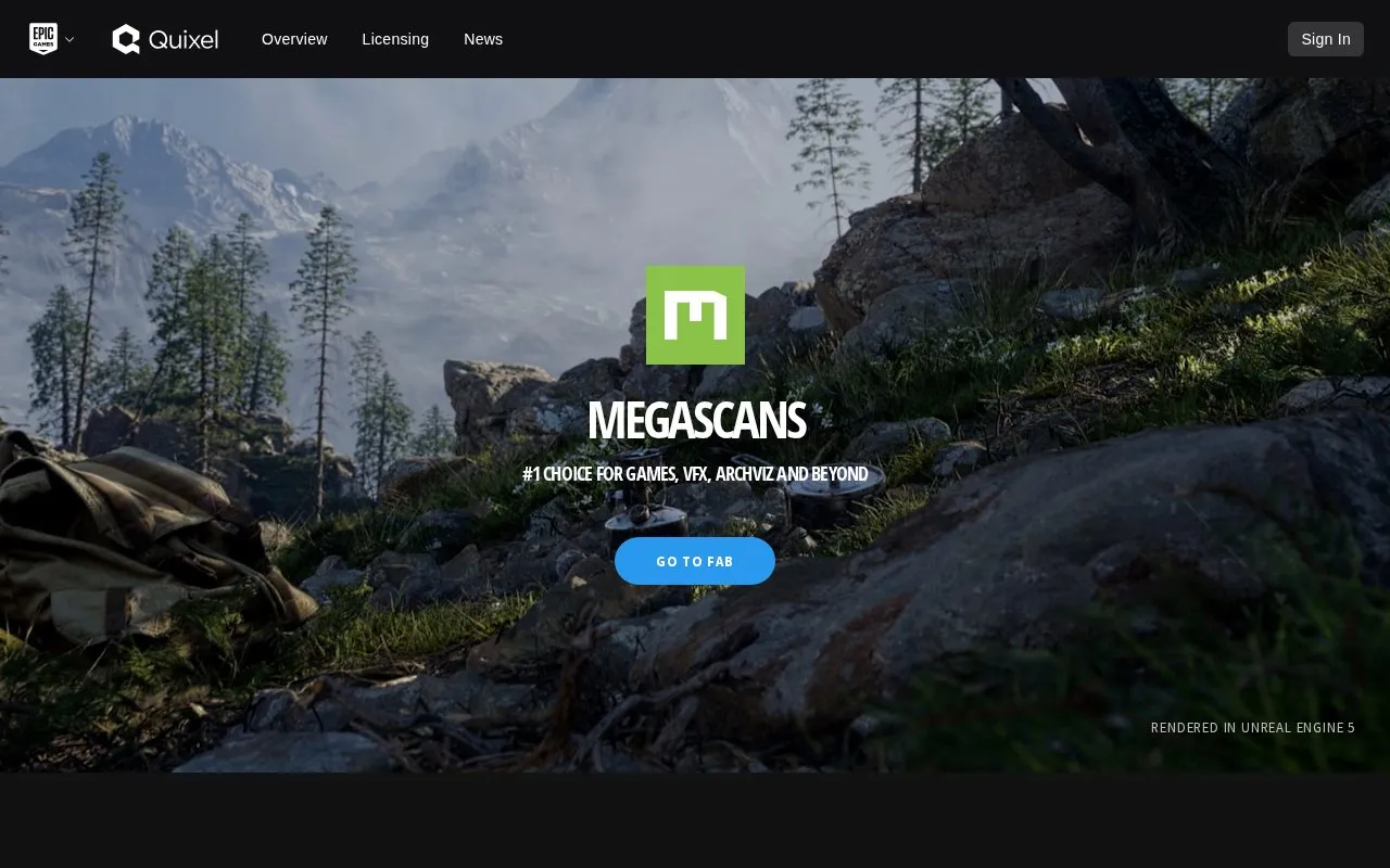 Megascans homepage screenshot