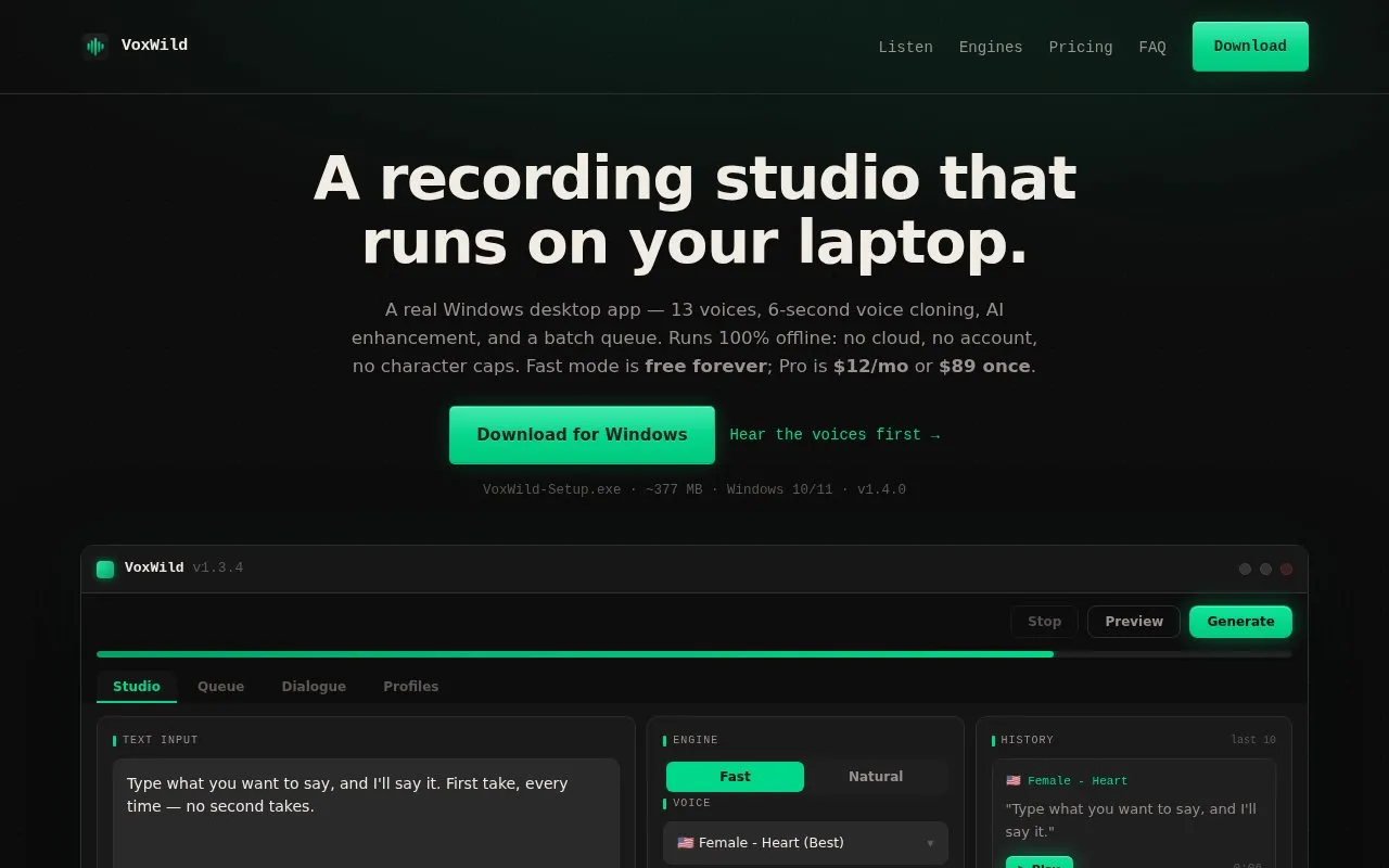 VoxWild homepage screenshot