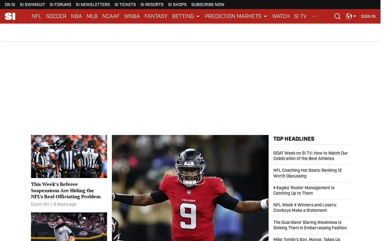 Sports Illustrated homepage screenshot