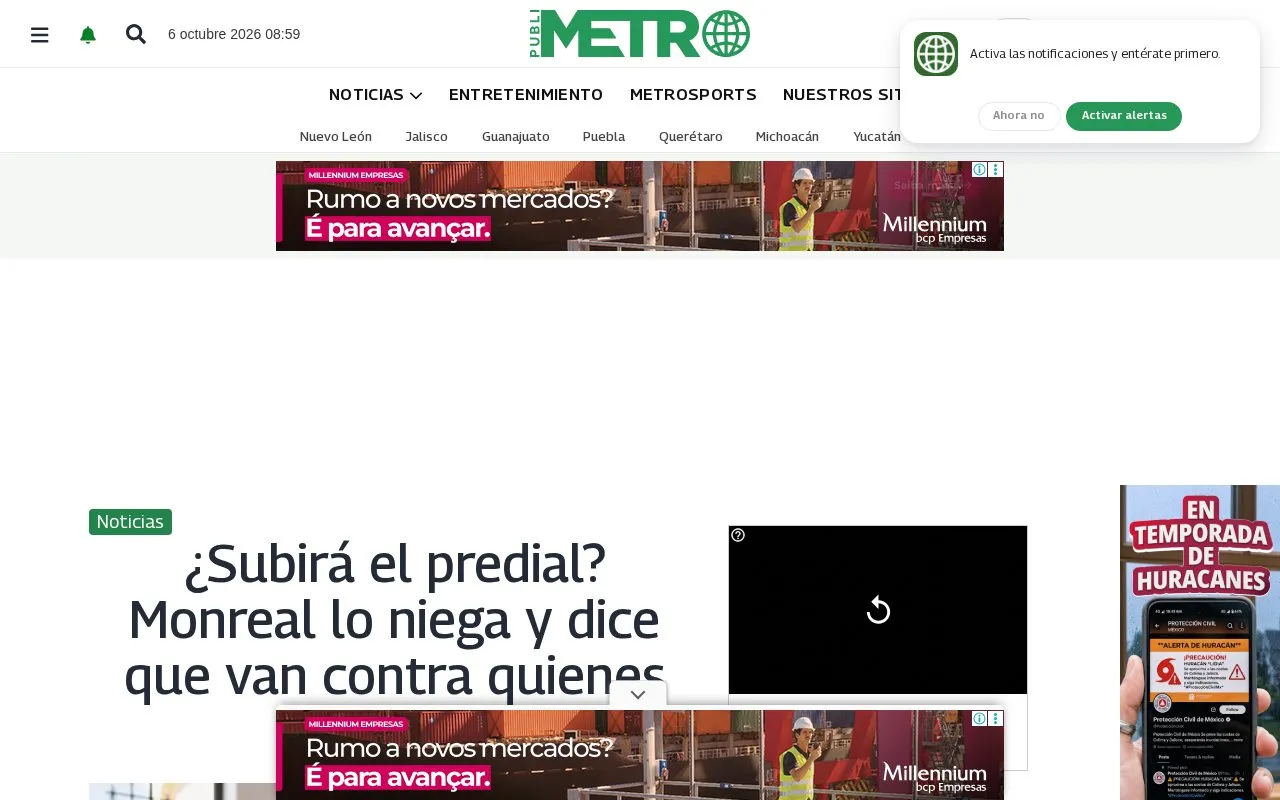 Publimetro México homepage screenshot