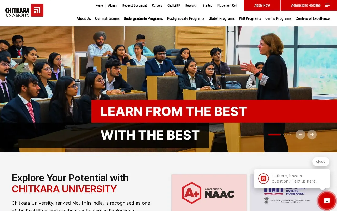 Chitkara University, Punjab homepage screenshot