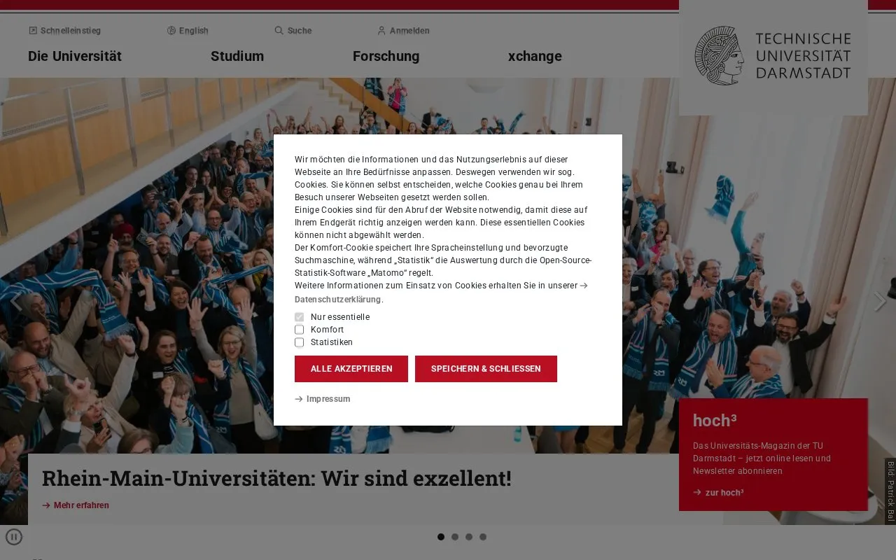 Technische Universitat Darmstadt homepage screenshot