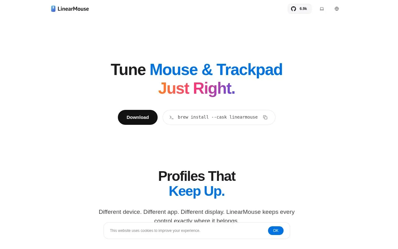 LinearMouse homepage screenshot