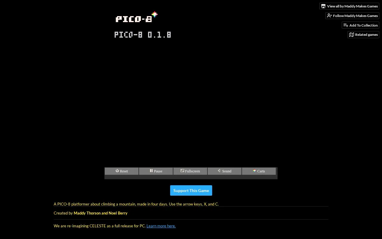 CelesteClassic homepage screenshot
