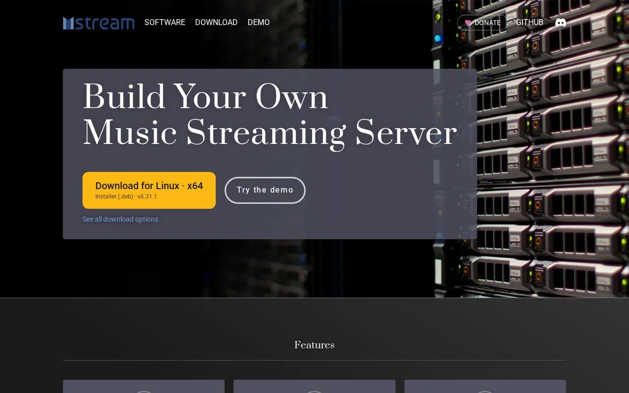 mStream homepage screenshot