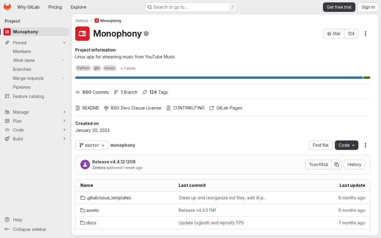 Monophony homepage screenshot