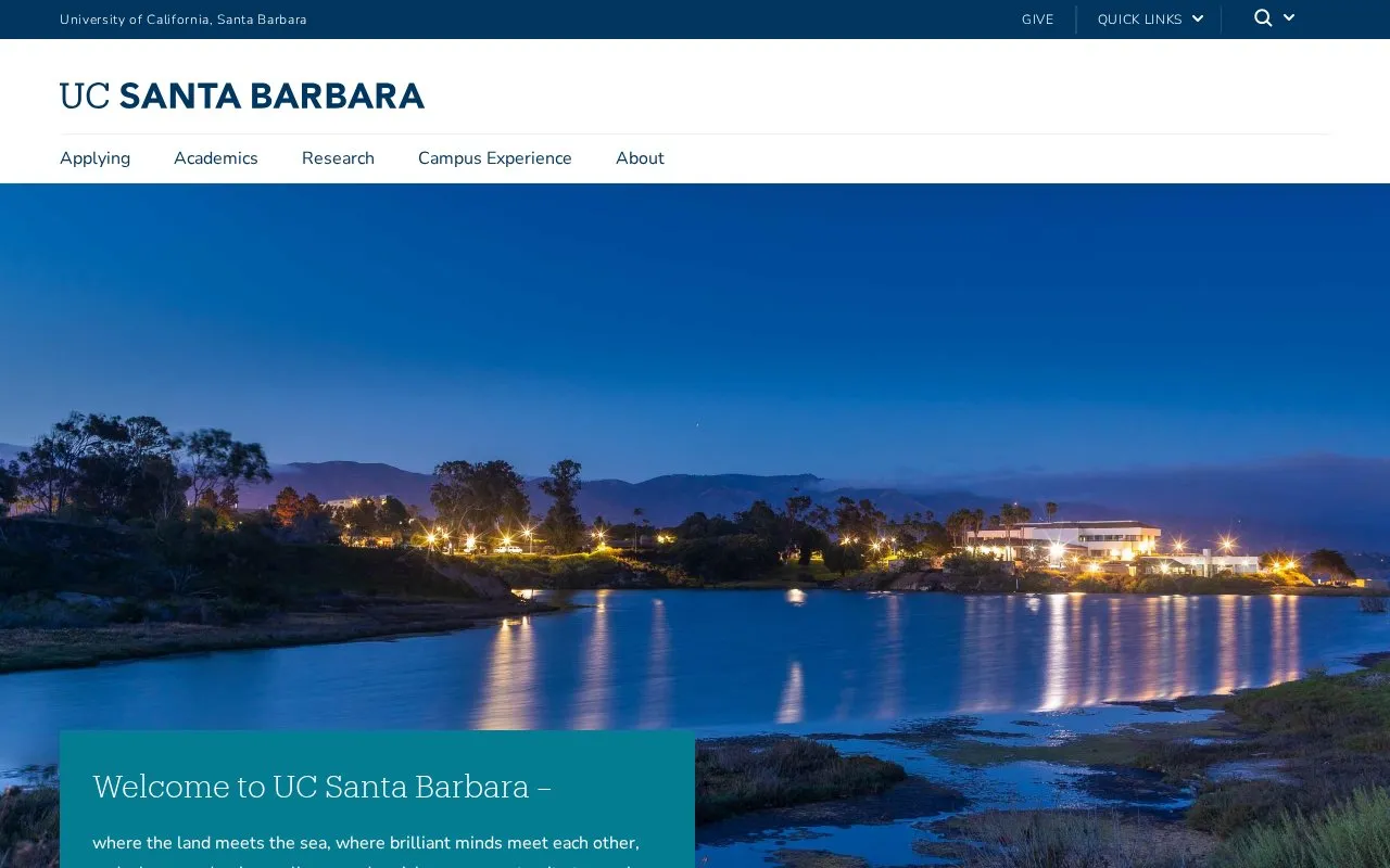 University of California, Santa Barbara homepage screenshot