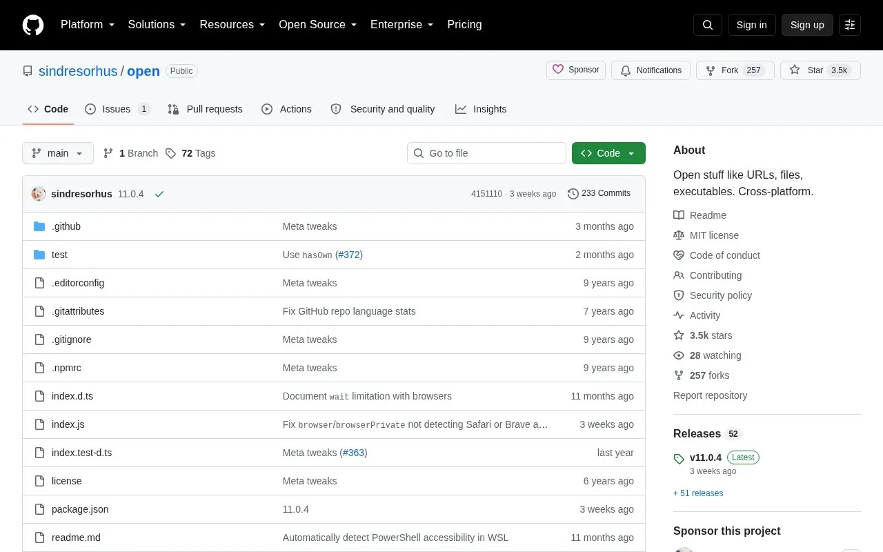 open homepage screenshot