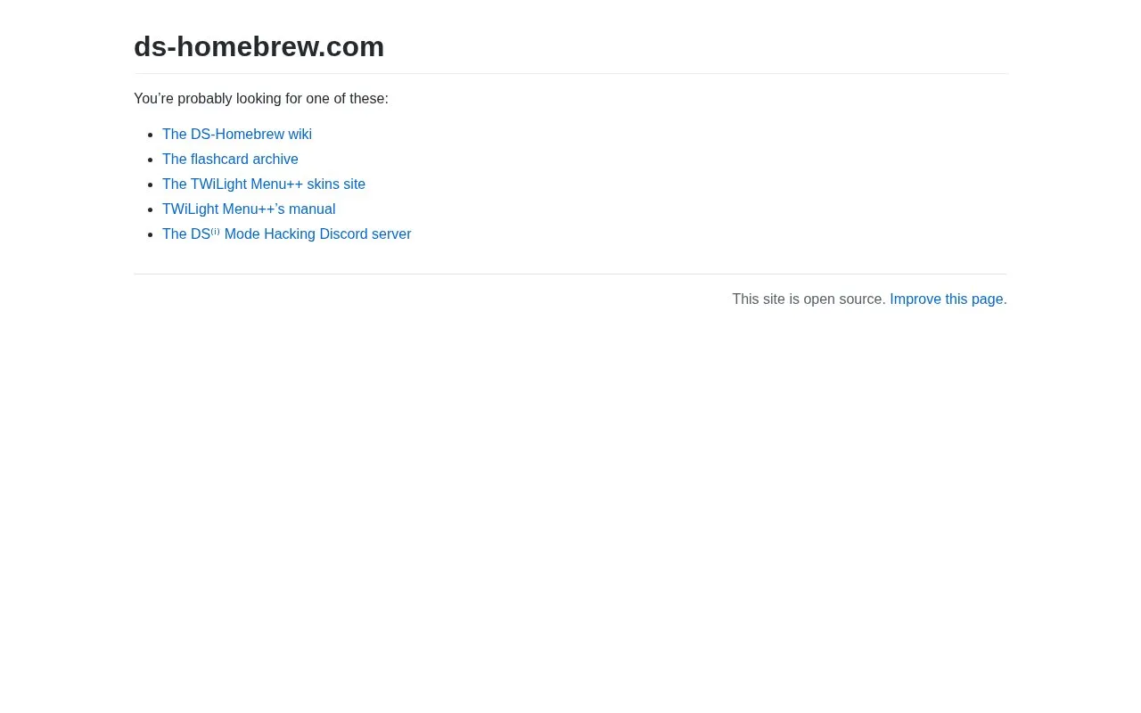 DS Homebrew homepage screenshot