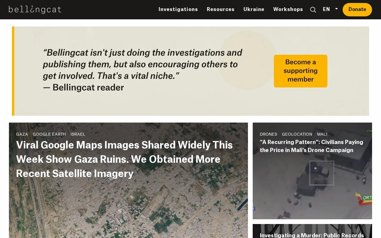 bellingcat homepage screenshot