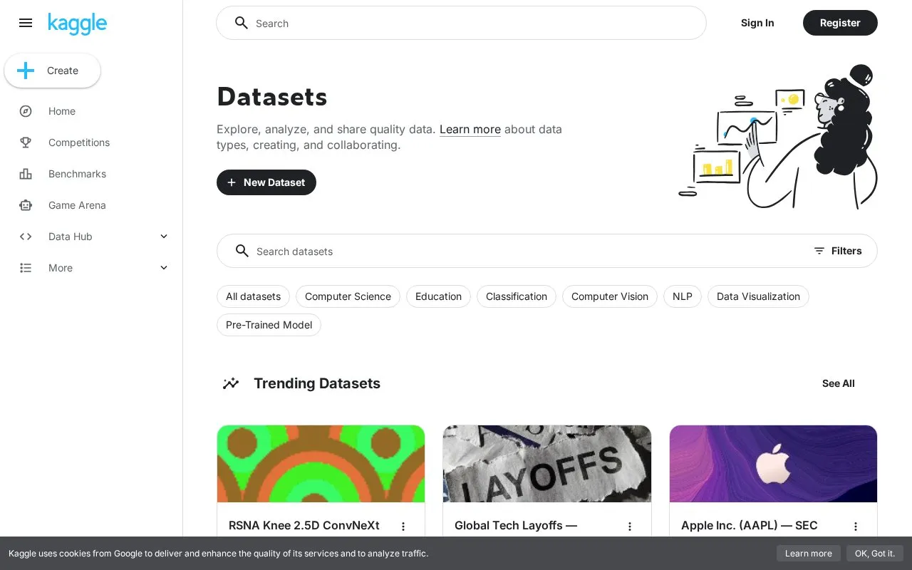 Kaggle homepage screenshot