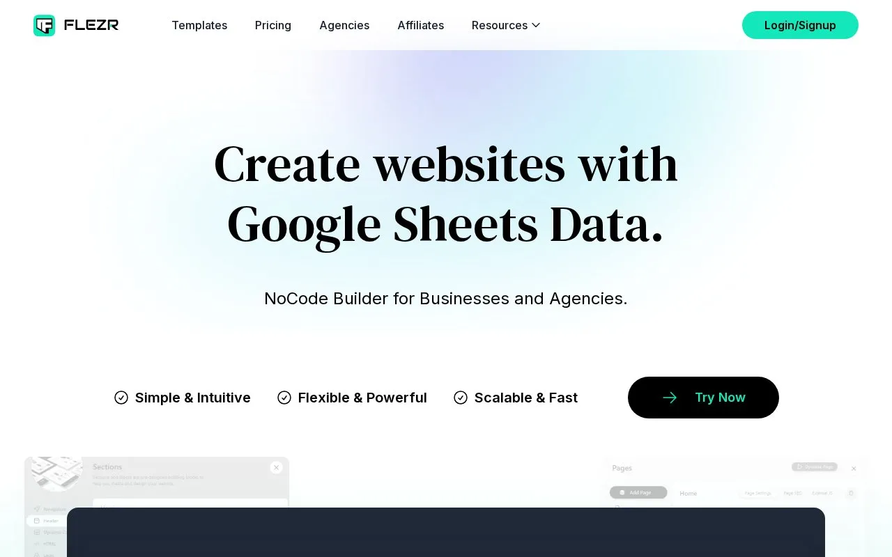 Flezr homepage screenshot