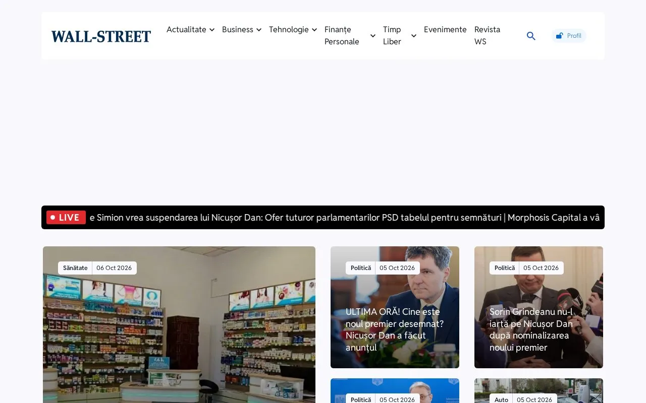 The Wall Street Journal Romania homepage screenshot