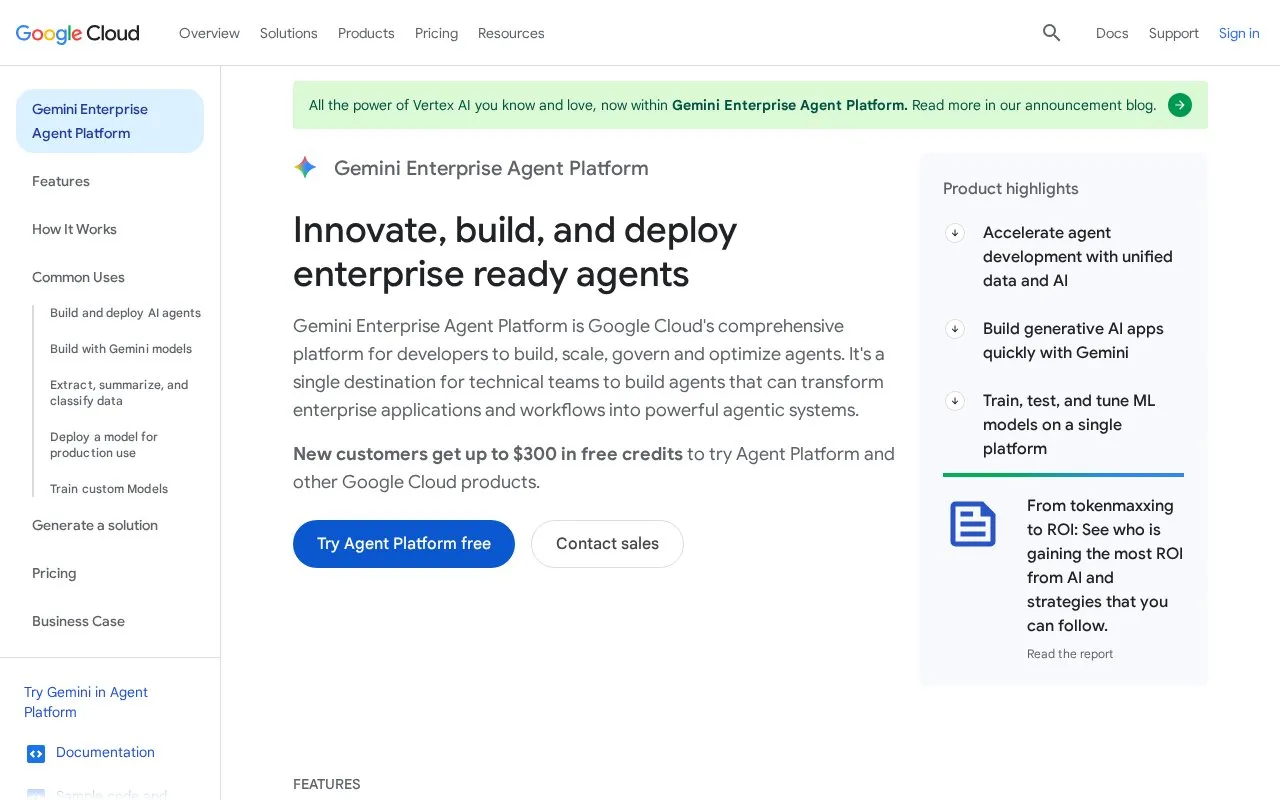 Vertex AI homepage screenshot