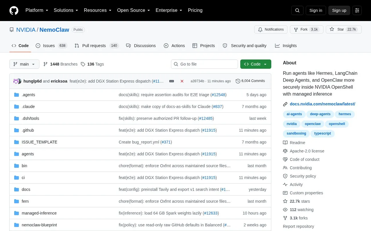 NVIDIA/NemoClaw homepage screenshot