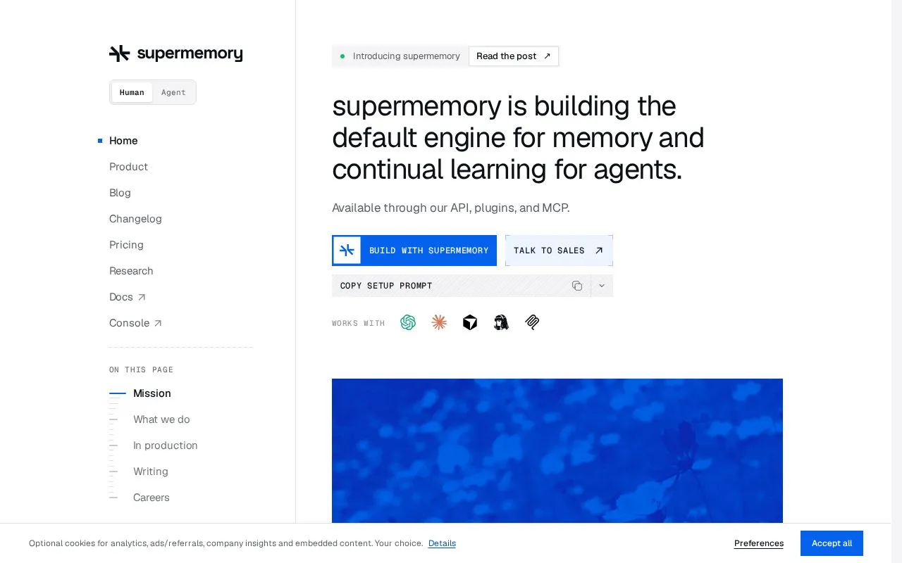 supermemory homepage screenshot