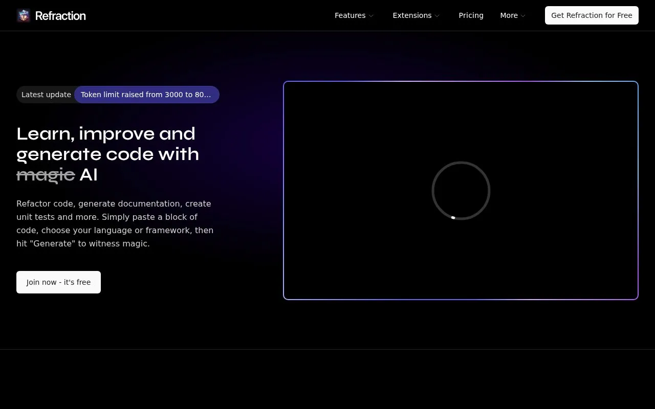 Refraction homepage screenshot