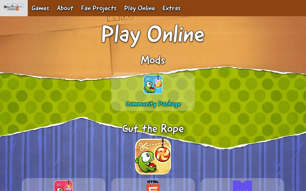 Cut the Rope Home homepage screenshot