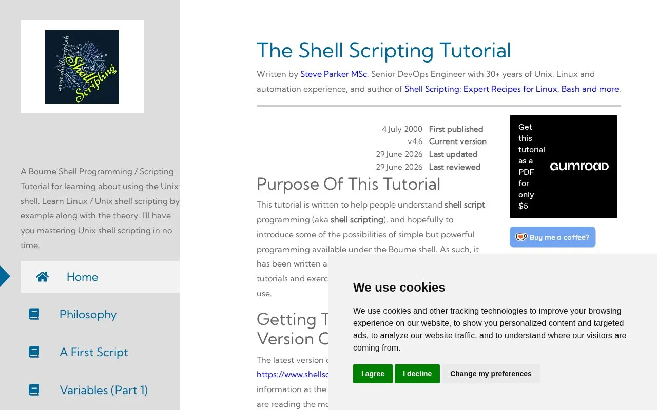 ShellScript homepage screenshot
