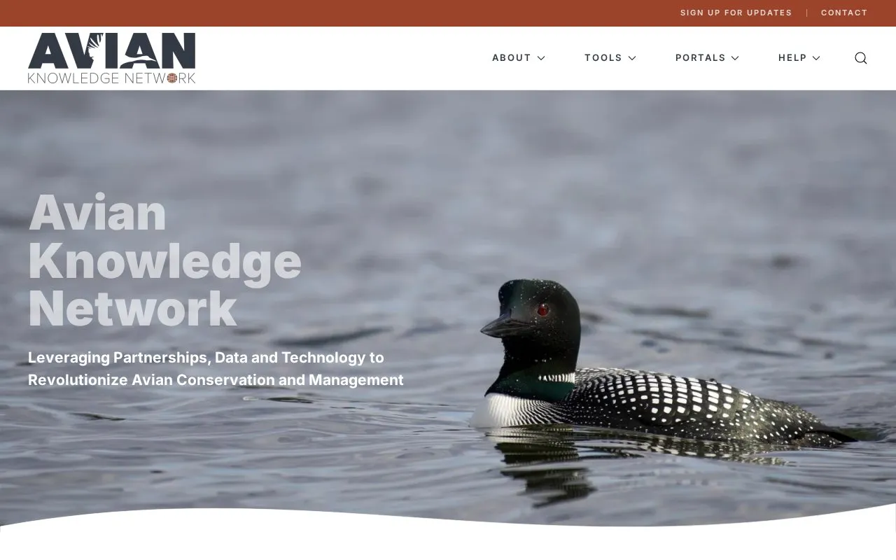 Avian Knowledge Network homepage screenshot