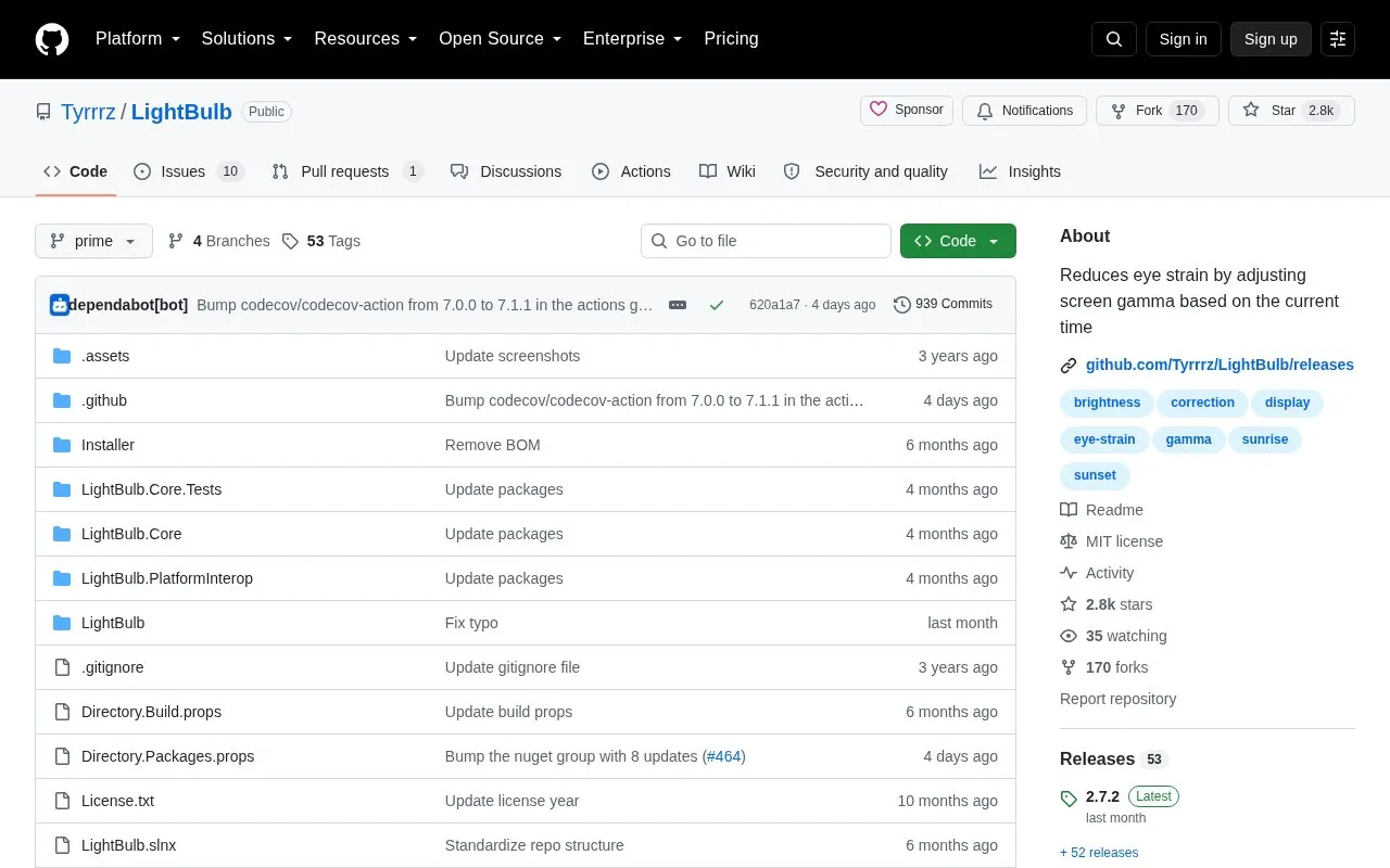 LightBulb homepage screenshot