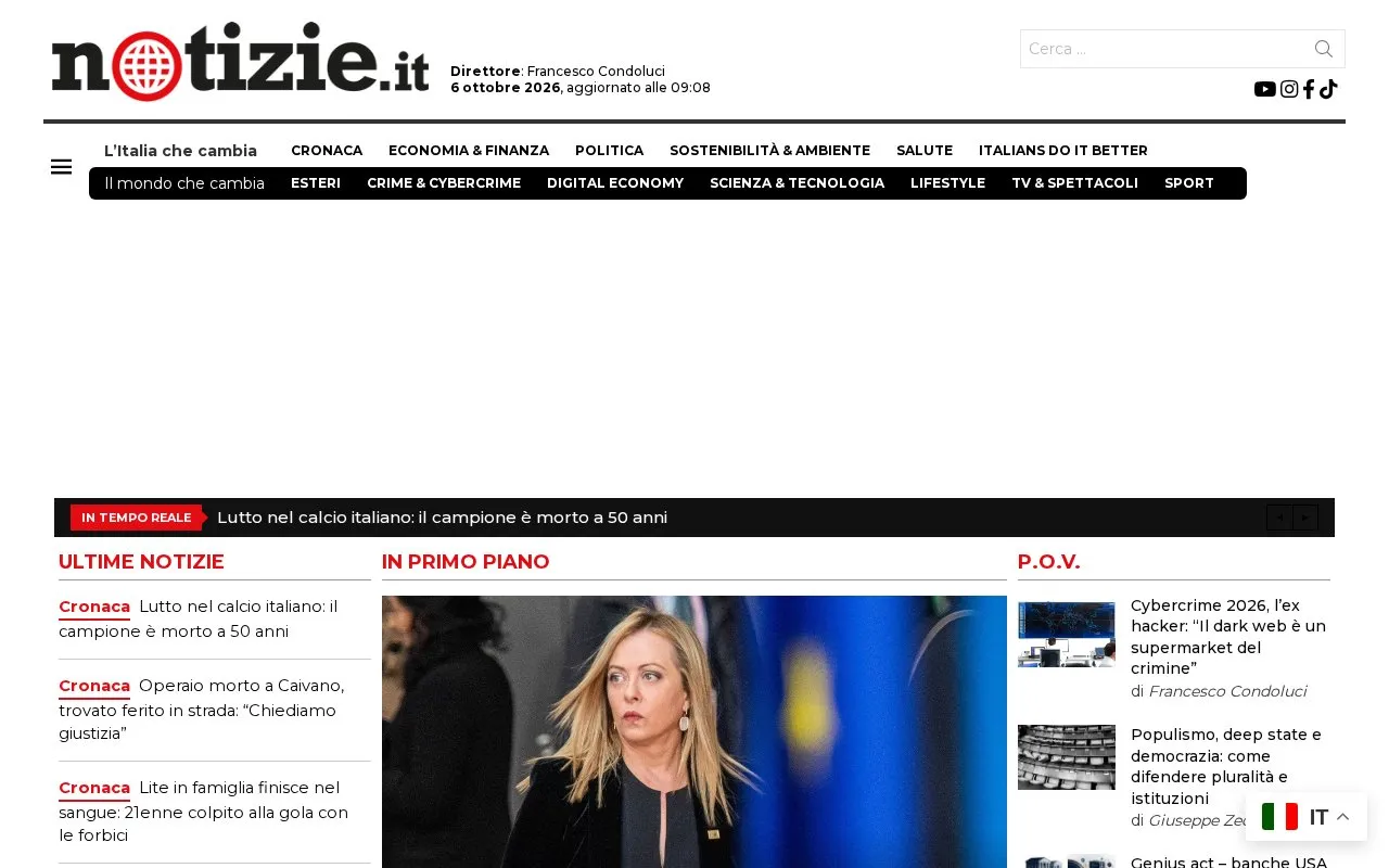 Notizie homepage screenshot