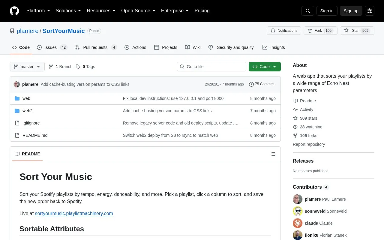 Sort Your Music homepage screenshot
