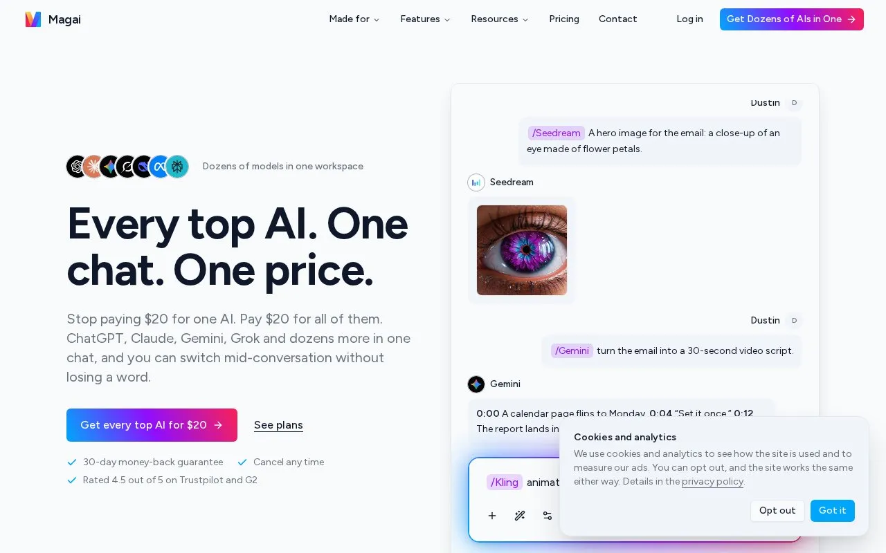 Magai homepage screenshot