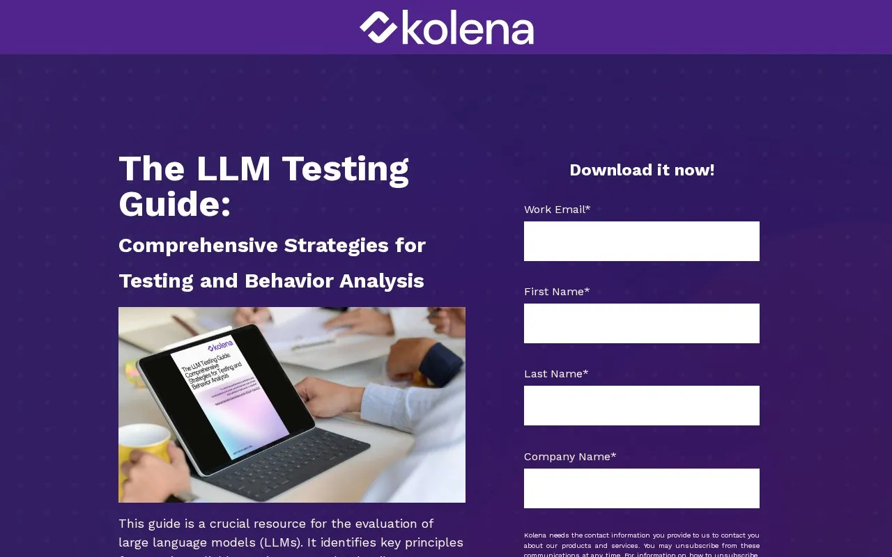LLM Testing Guide homepage screenshot