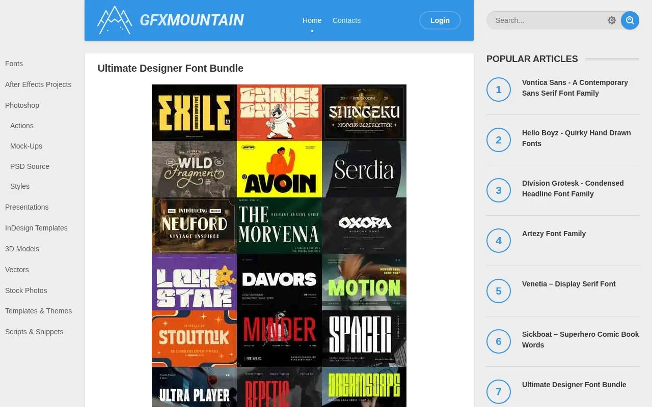 GFXMountain homepage screenshot