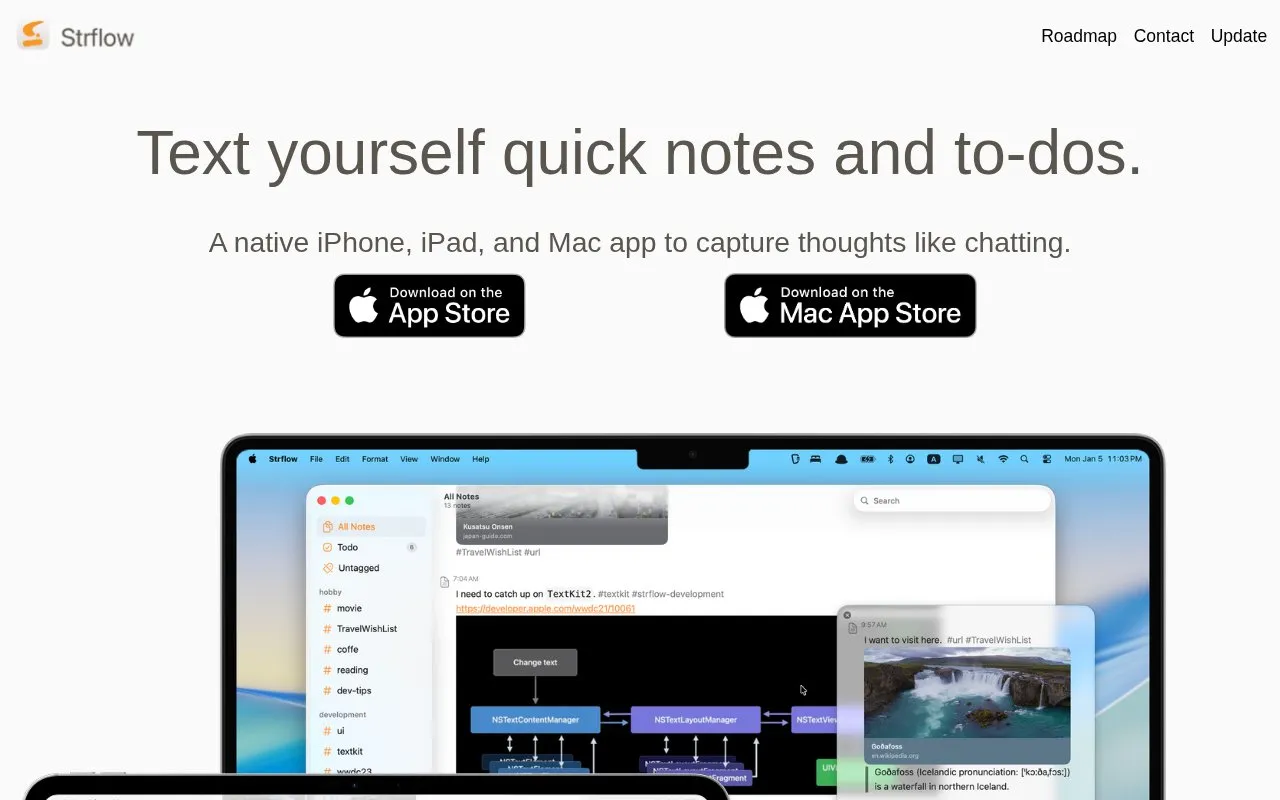 Strflow homepage screenshot