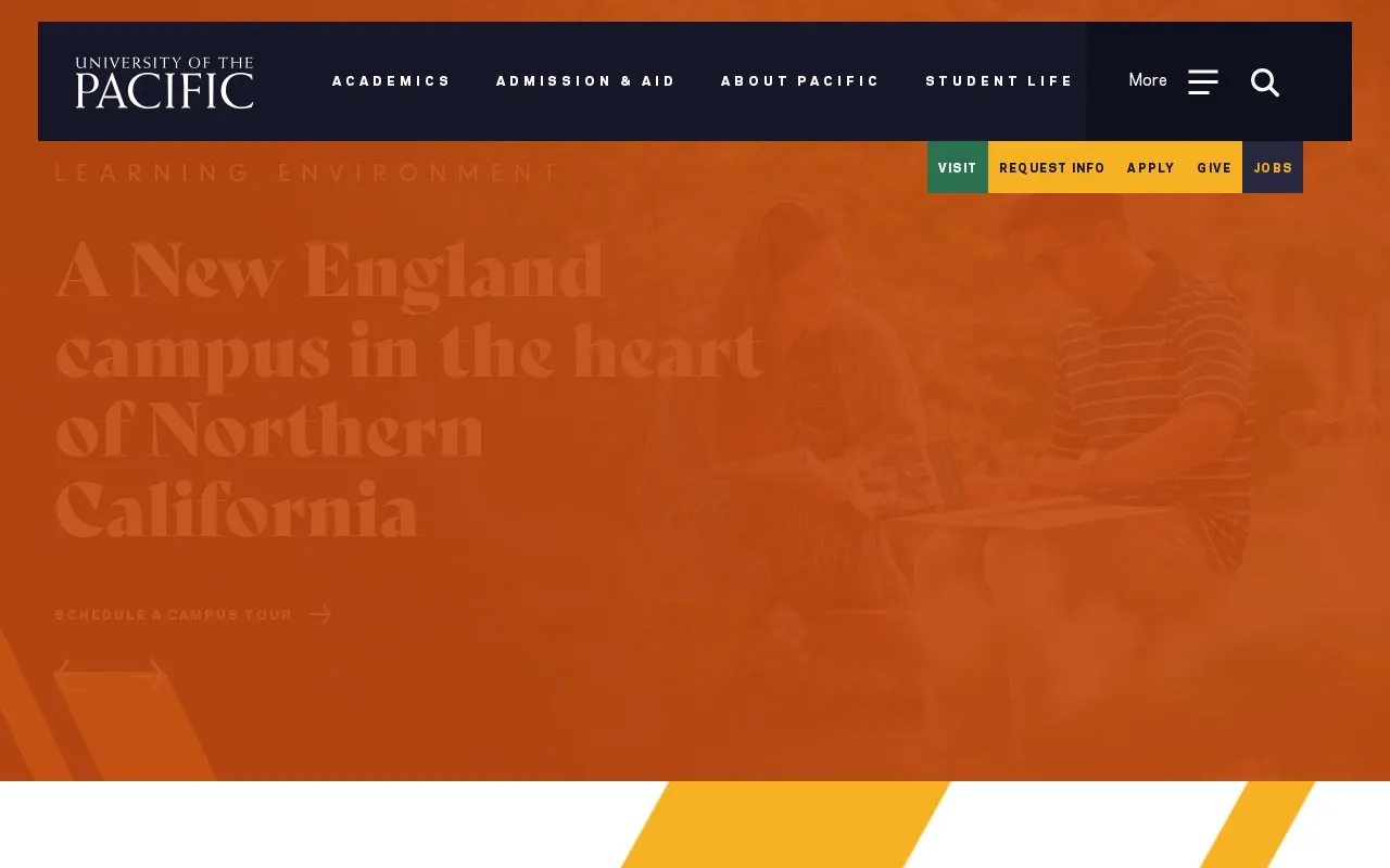 University of the Pacific homepage screenshot