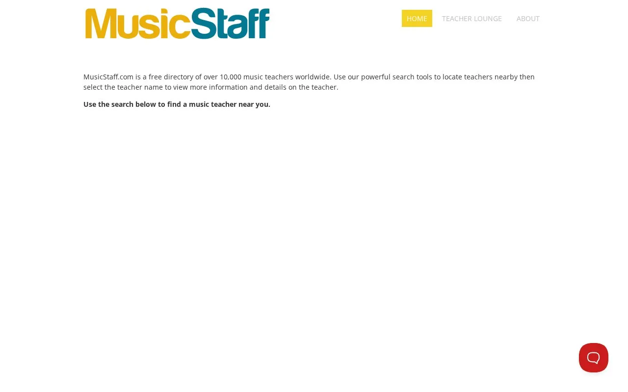 MusicStaff homepage screenshot