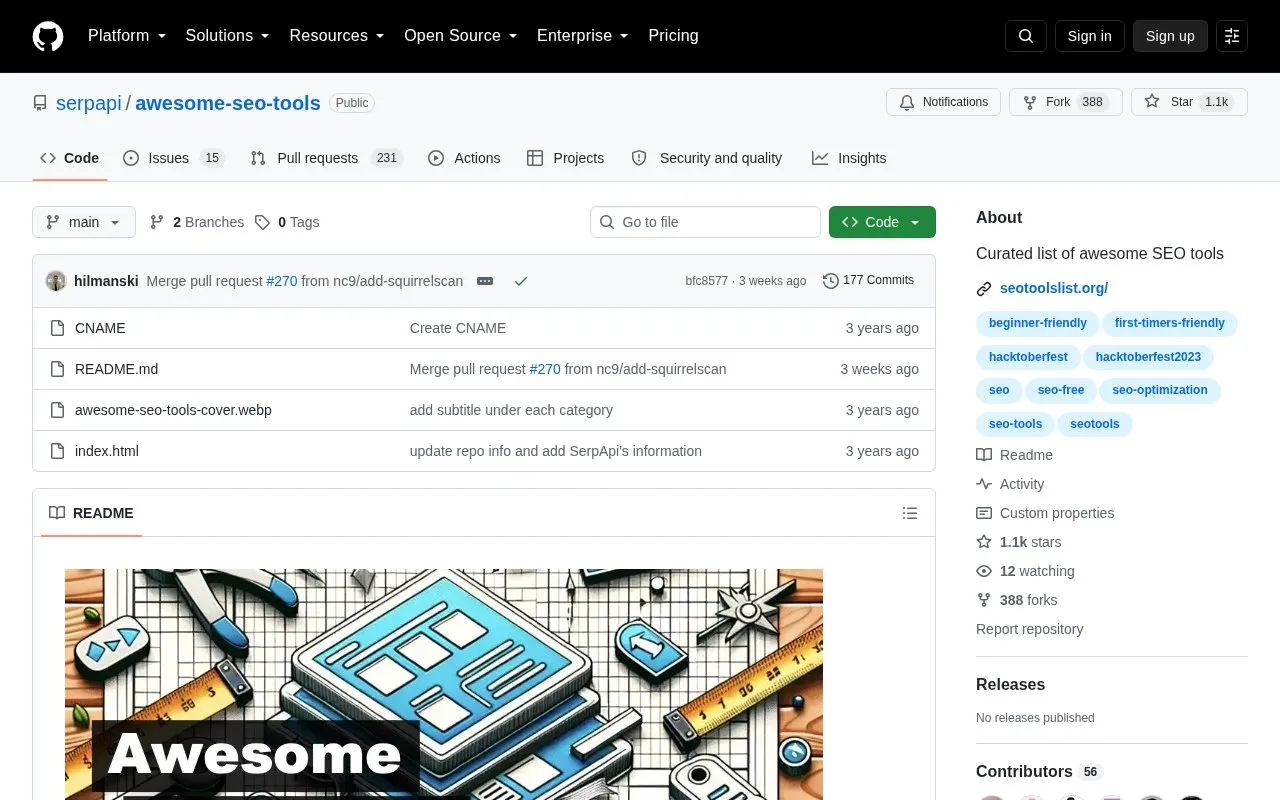 awesome-seo-tools homepage screenshot