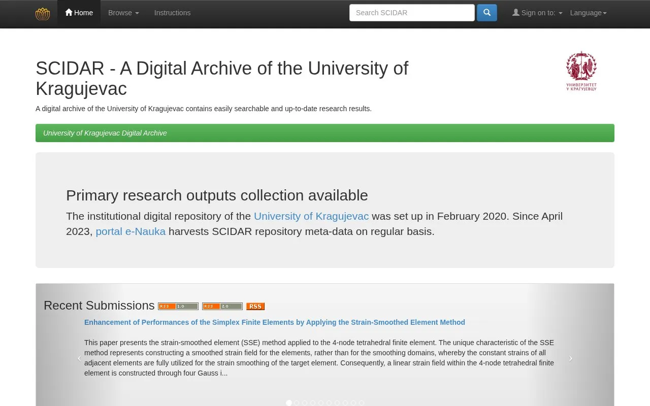 SCIDAR homepage screenshot