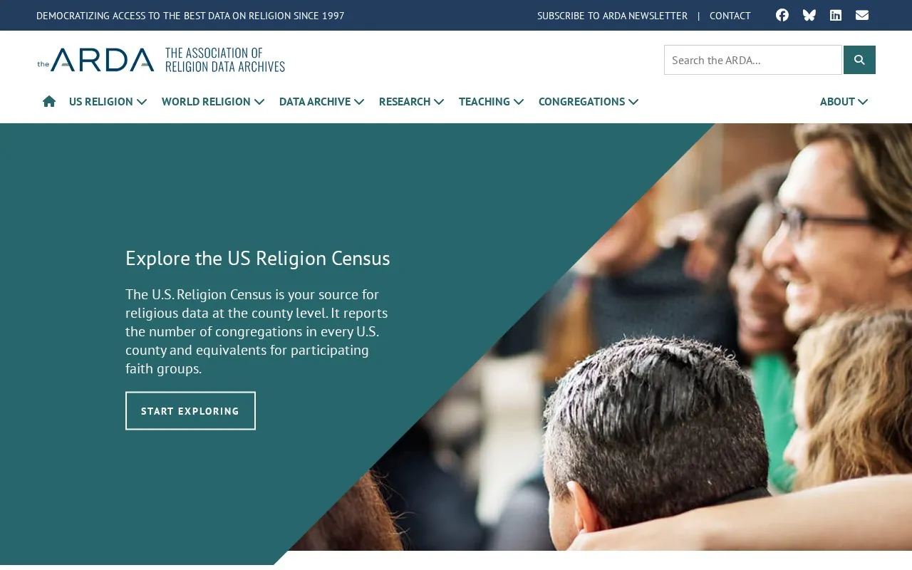 Association of Religion Data Archives homepage screenshot