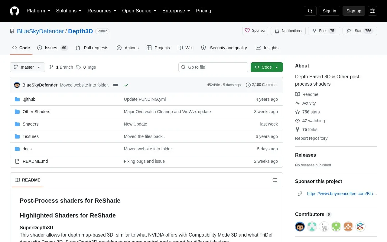 Shaders homepage screenshot