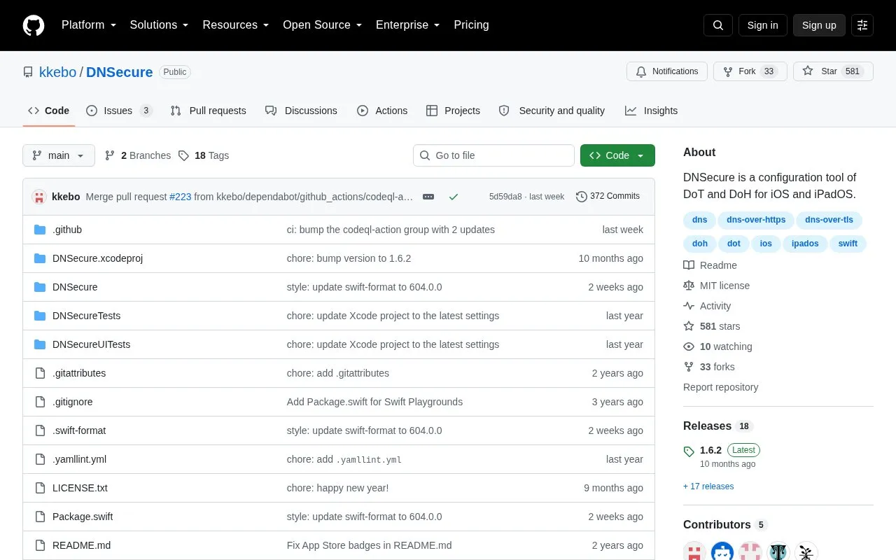 Dnsecure homepage screenshot