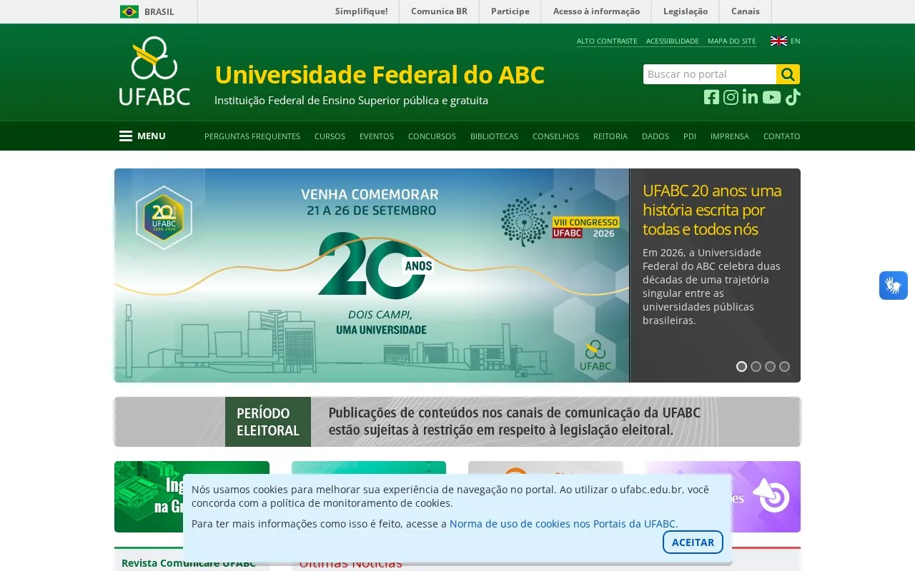 Universidade Federal do ABC homepage screenshot
