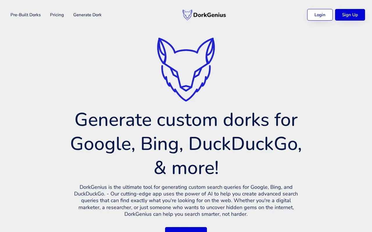 DorkGenius homepage screenshot