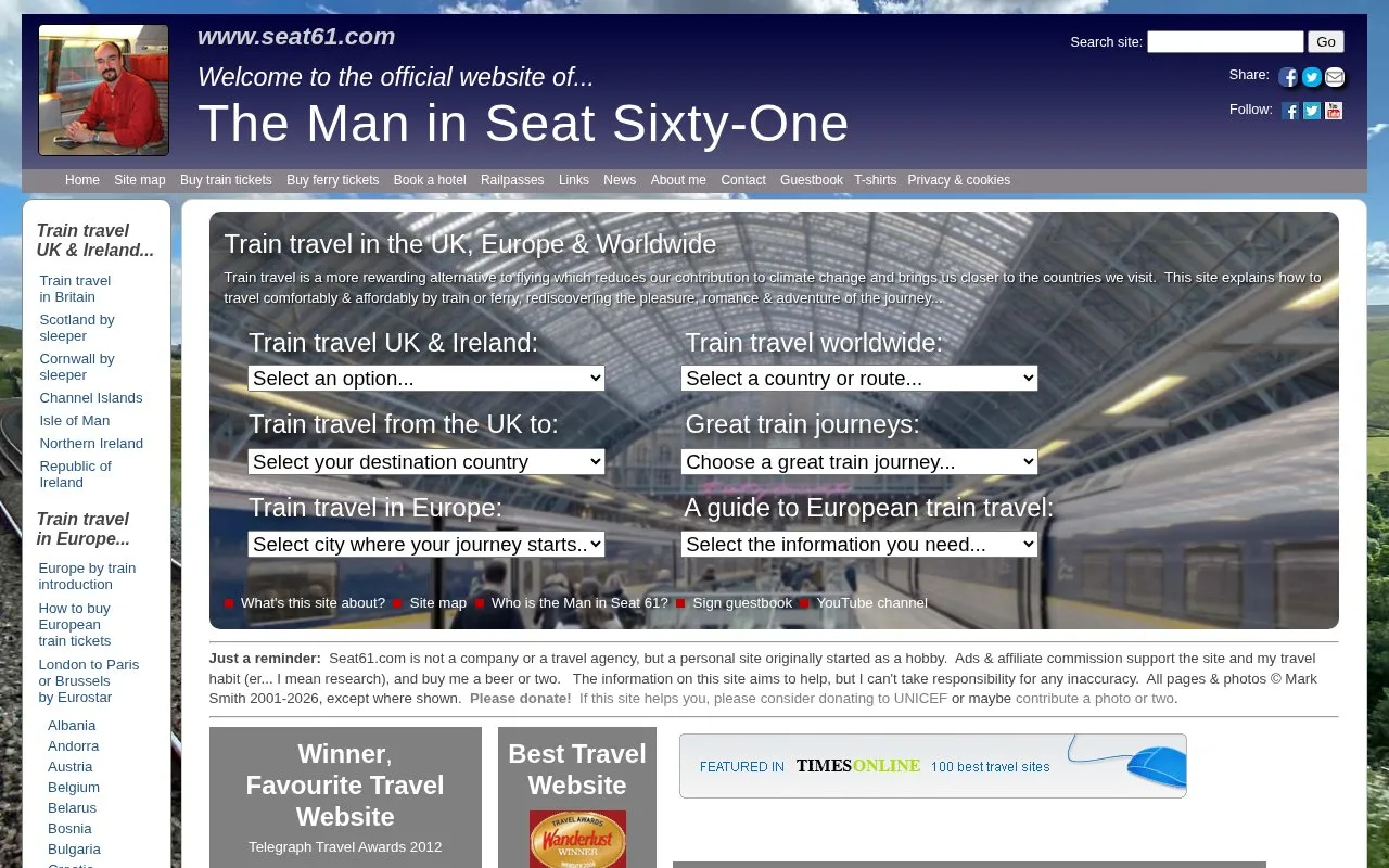 Seat61 homepage screenshot