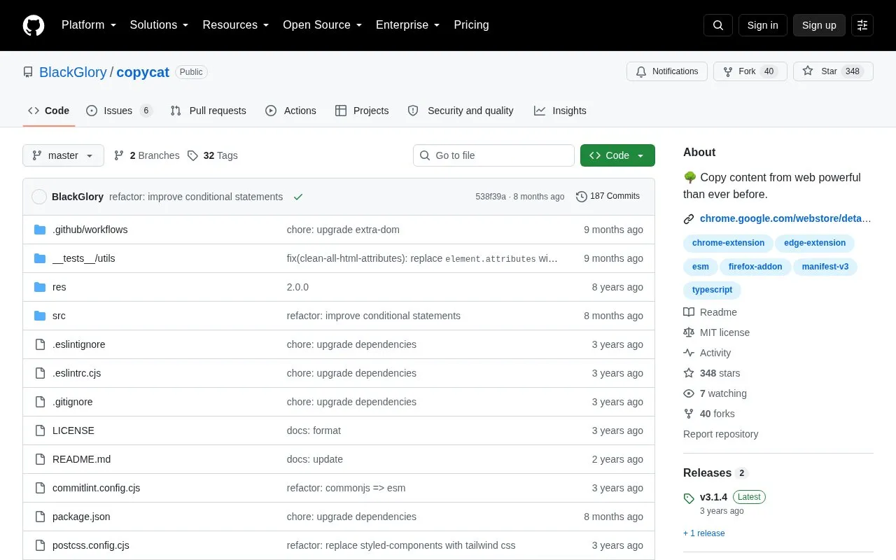 Copycat homepage screenshot