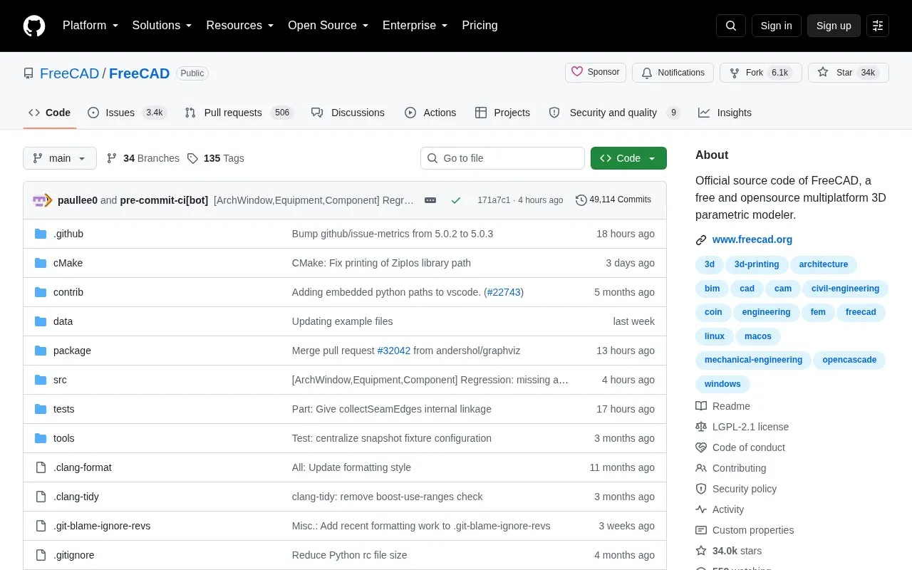 Free Cad homepage screenshot