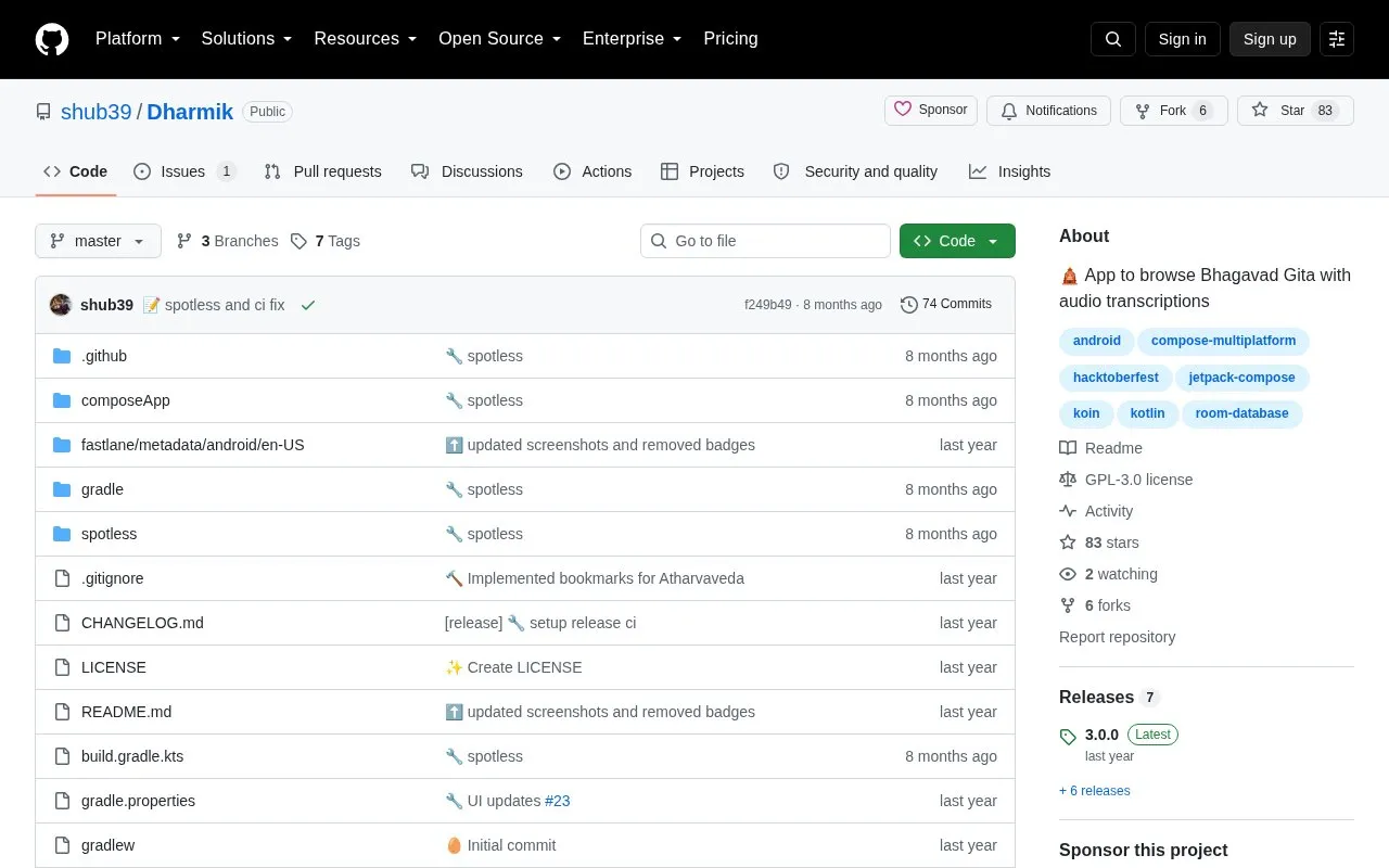Dharmik homepage screenshot