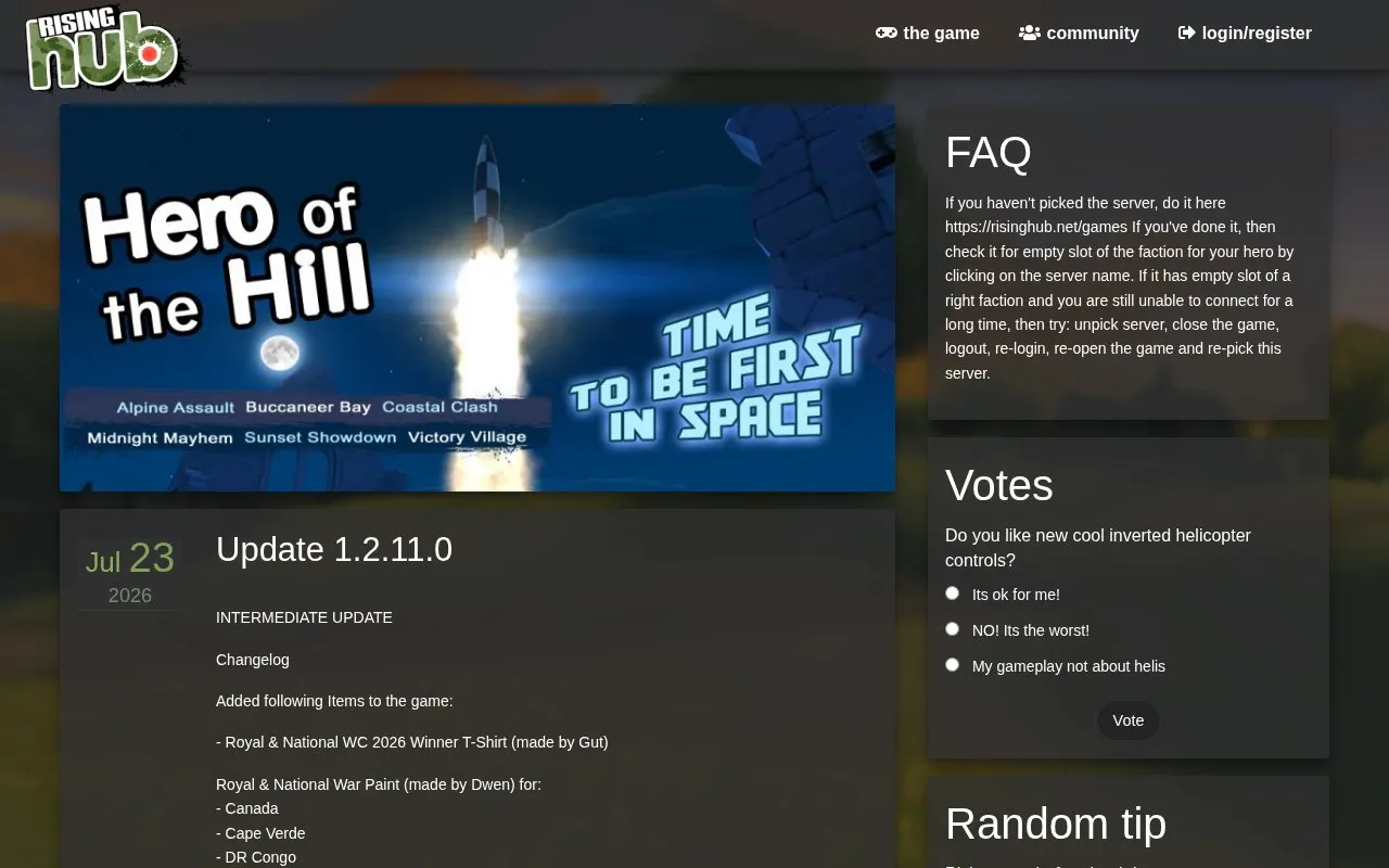 RisingHub homepage screenshot
