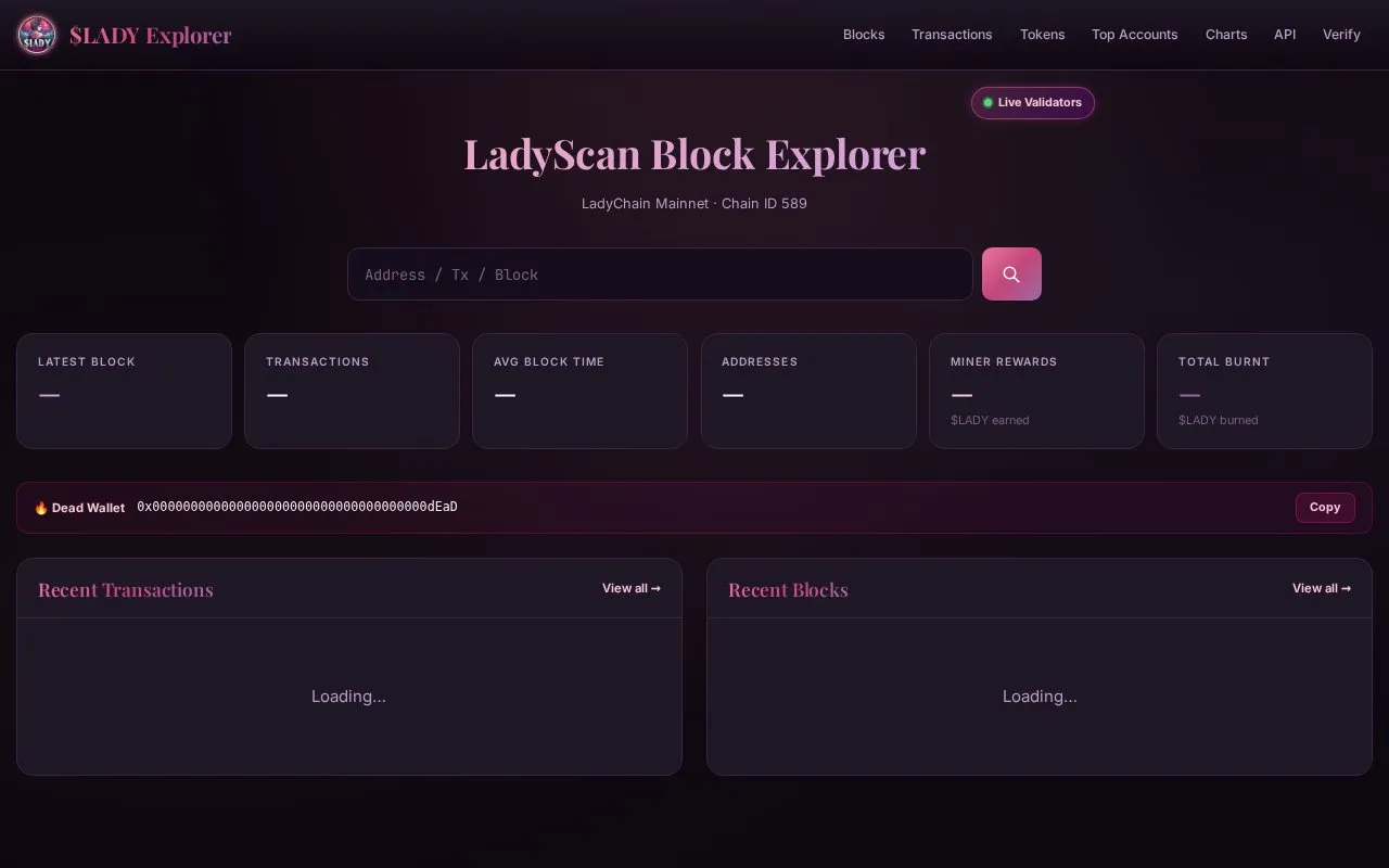 LadyChain — LadyScan homepage screenshot
