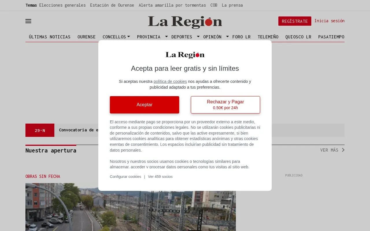 La Región homepage screenshot