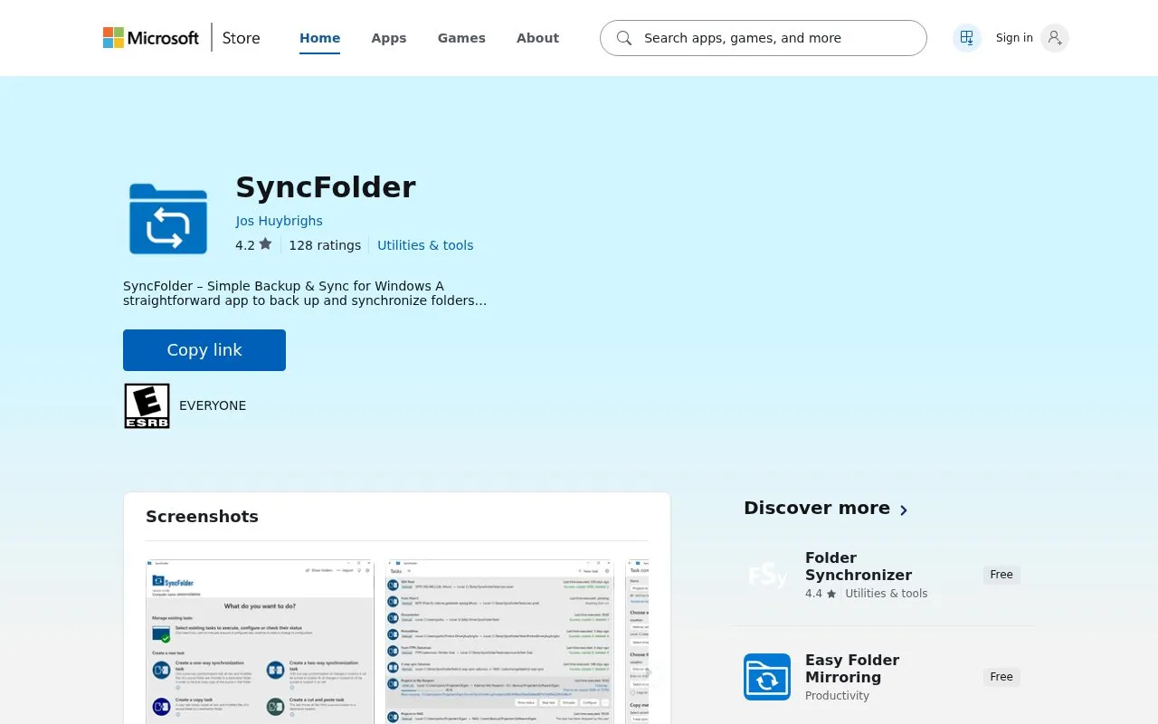 SyncFolder homepage screenshot