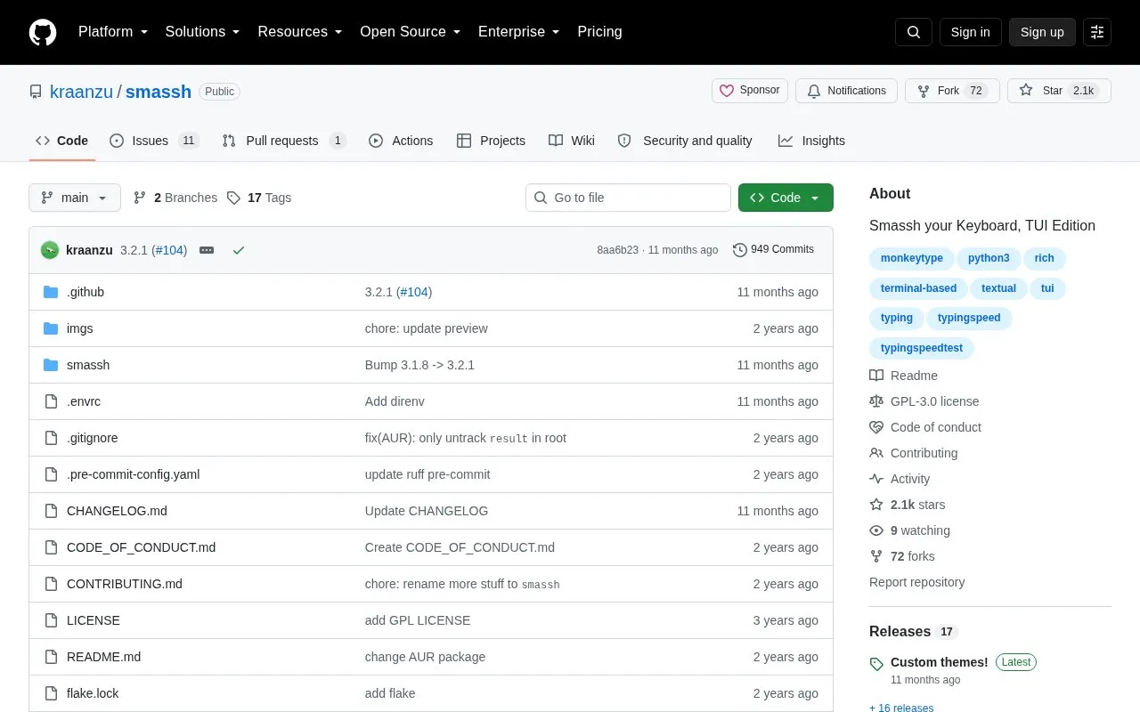 Smassh homepage screenshot