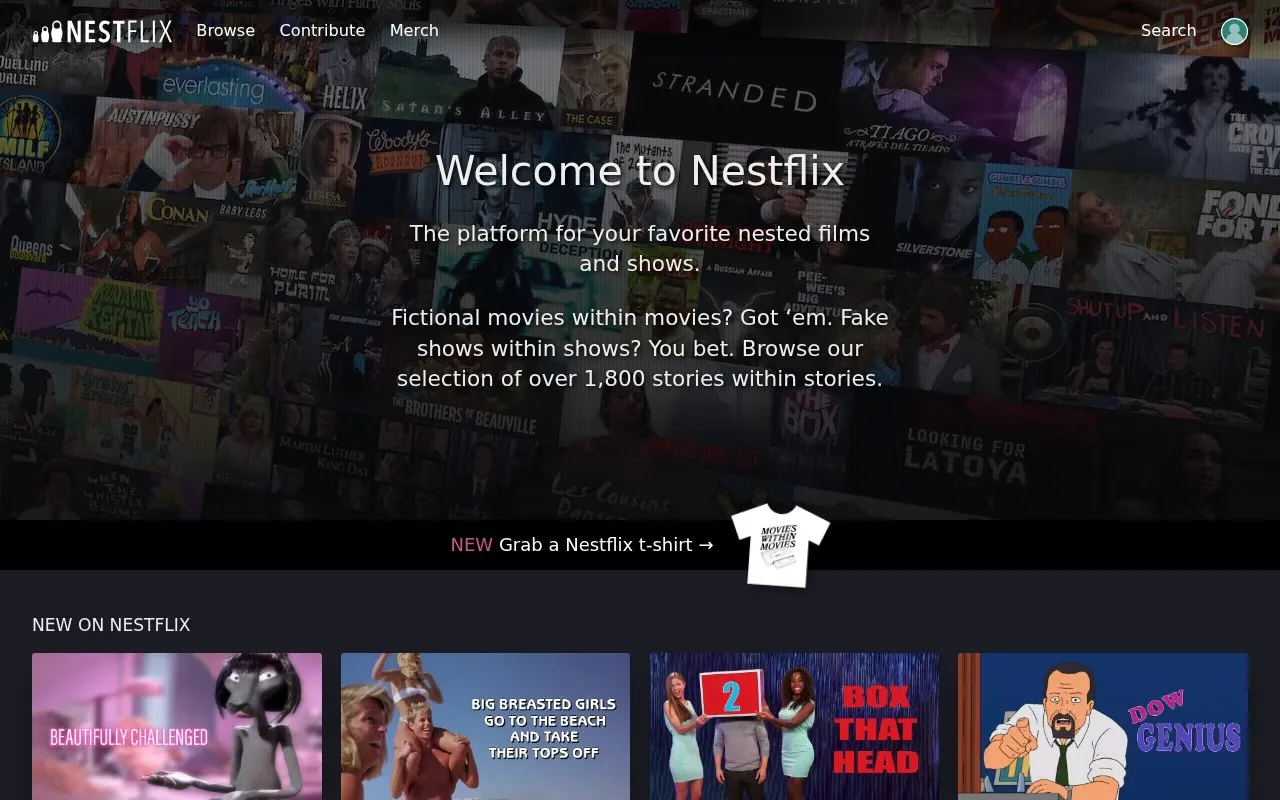 Nestflix homepage screenshot